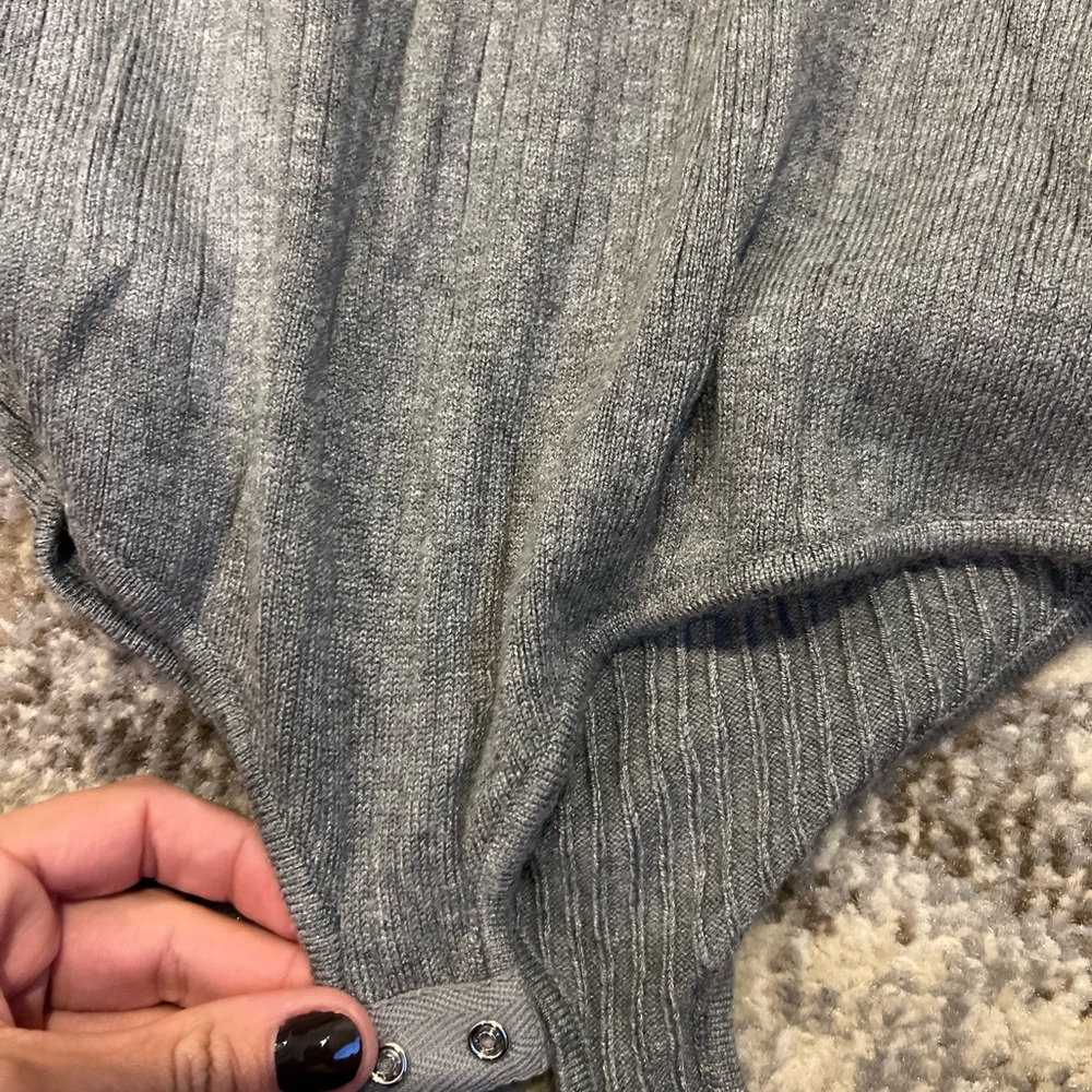 Zara Gray Turtleneck Sweater Bodysuit - Picture 6 of 9